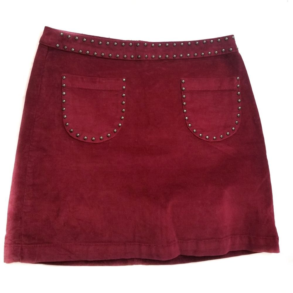 Mossimo | Wine Red Velvety Retro Style Skirt Retro 70s